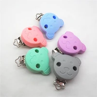 chenkai 20pcs bpa free silicone bear teether clips diy baby pacifier dummy chain holder soother nursing jewelry toy clips
