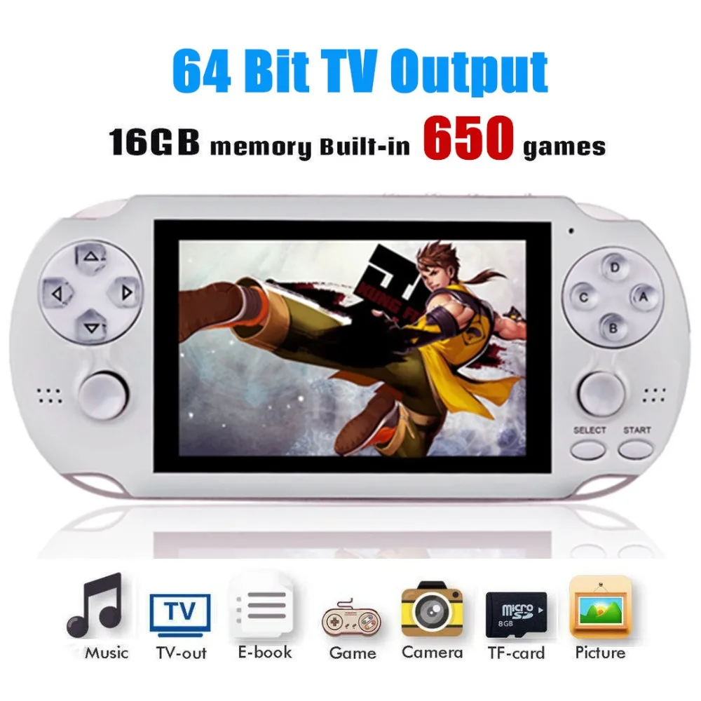 

PAP Gameta II 4 inch 64Bit Portable 16G Mini Handheld Game Players Retro Video Game Console Built-in 650 Classic Games TV HD Out