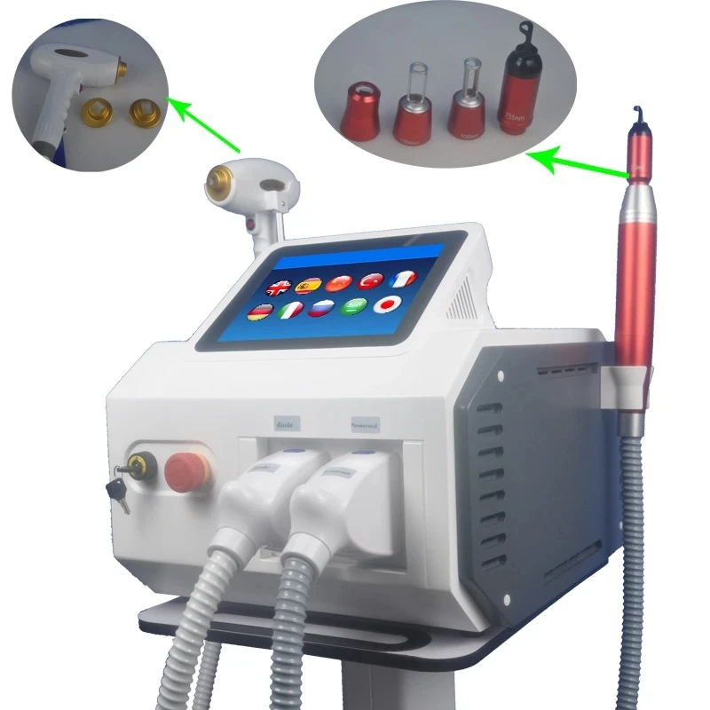

2021 new hot sale 2 in 1 multi-function Beauty Machine high quality diode laser hair removal Tattoo Removal picosecond