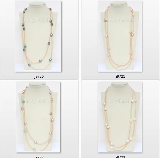 

54 "13 мм рисовый барокко белый черный серый розовый фиолетовый бусины нитка жемчуг хаки кожаное ожерелье j9723