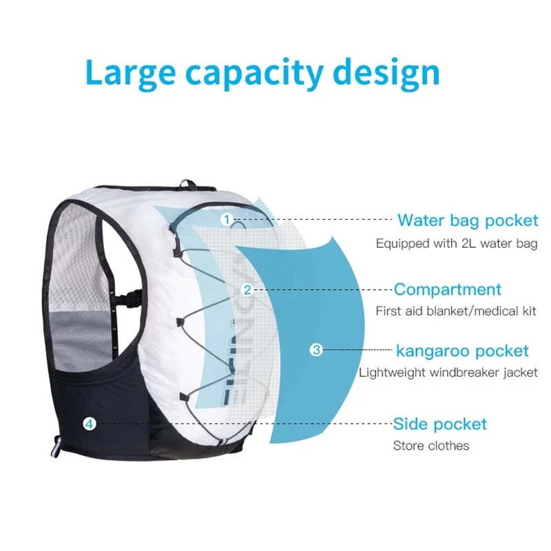 Рюкзак AONIJIE унисекс для бега белый жилет занятий спортом на открытом воздухе