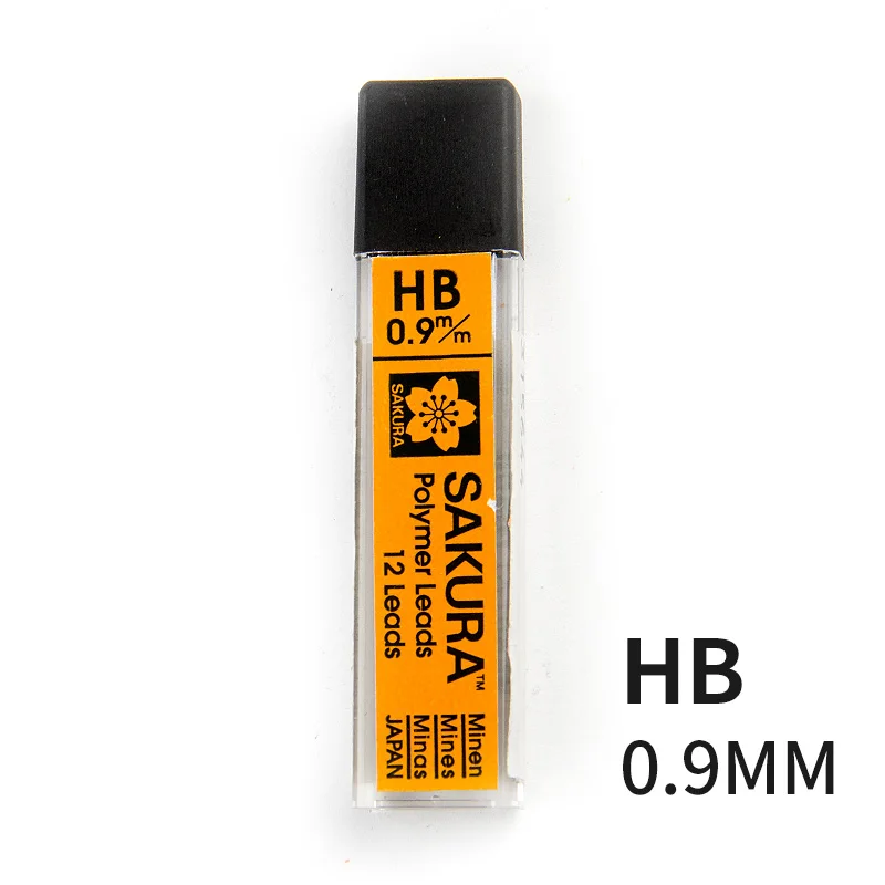 HB-0.9mm-1pcs SAKURA грифель для механического карандаша автоматические карандаши графитные грифели заменить свинцово 2B/2 х/б/HB 0,3/0,5/0,7/0,9 мм студенческие канцелярские принадлежности - Цвет: HB-0.9mm-1pcs