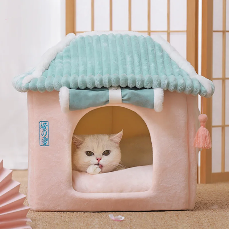 

Cat litter winter warm all seasons universal cat house removable and washable cat bed pet supplies enclosed cat house villa