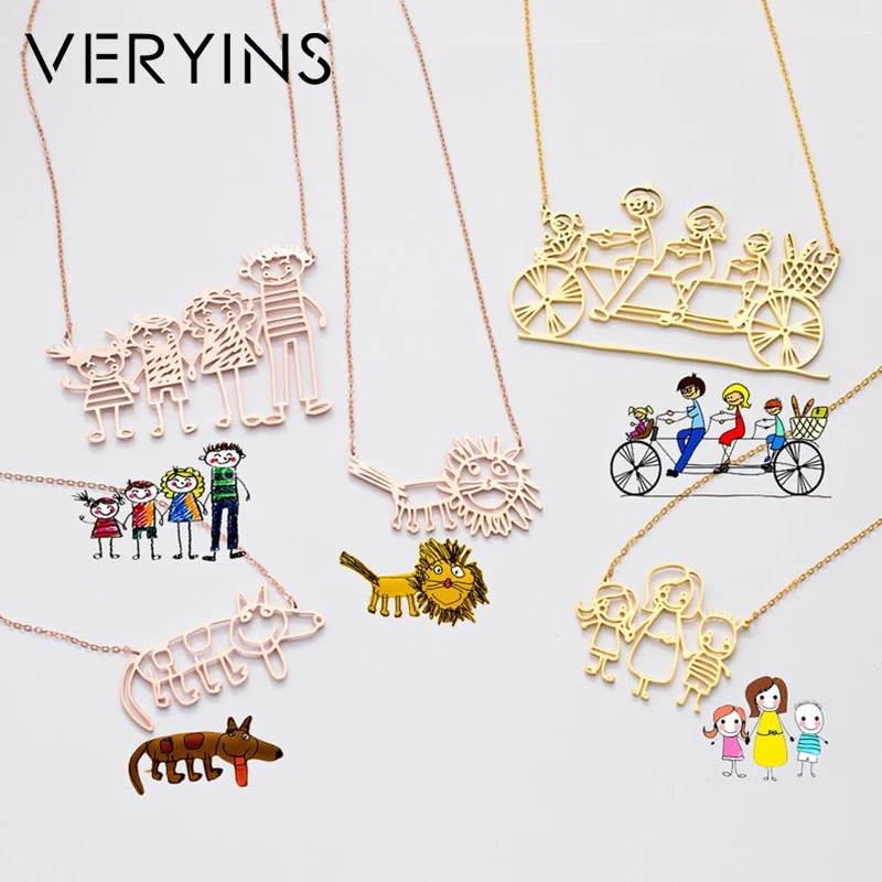 Veryins Золото Цвет Серебро S925 дети рисунок колье с кулоном на выбор ожерелье из
