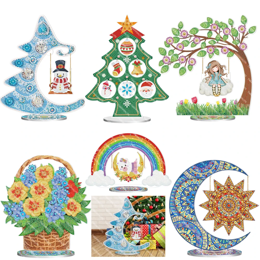

New DIY Diamond Painting Crystal Christmas Tree Desk Ornaments Diamond Mosaic Kit Rhinestone Craft Xmas Home Room Decor