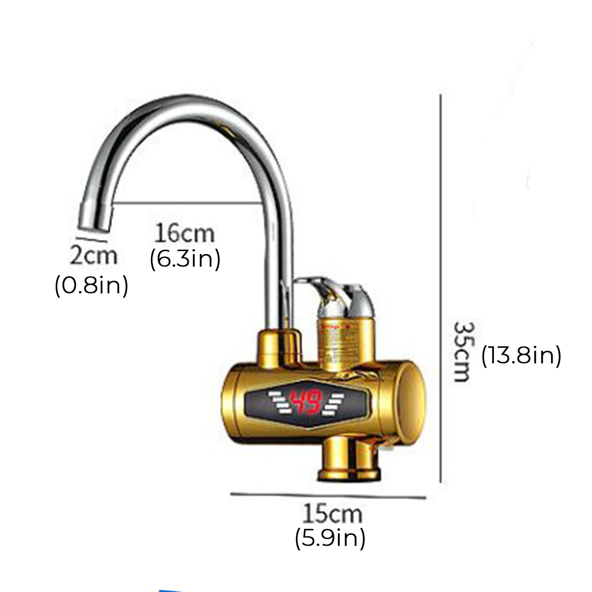 

3KW 220V Gold Electric Water Faucet Heater Tankless Electric Water Heater Led Digital Display Bathroom Kitchen Heater Faucet