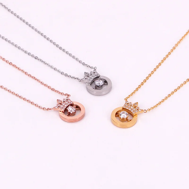 

Женское колье с подвеской в виде короны, из нержавеющей стали