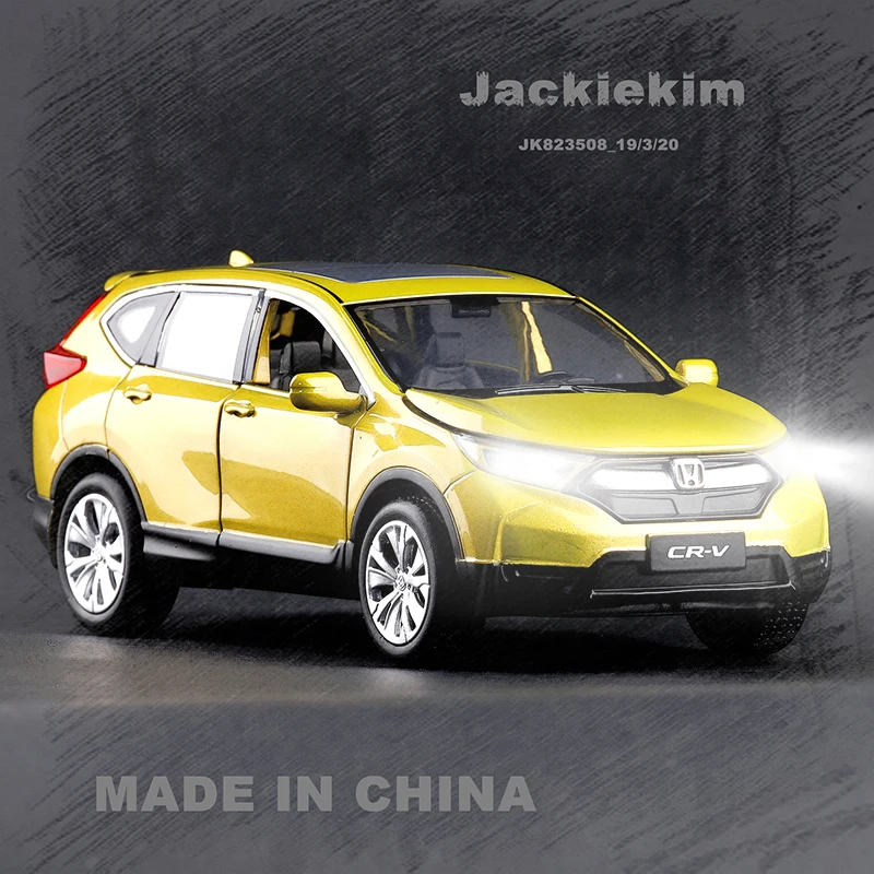 Цвет: желтый Высокая имитация 1:32 Масштаб Honda CRV сплав металла литья под давлением автомобиль 6 открытой двери Музыка flash оттягивать назад Модель автомобиля игрушки - Цвет: Цвет: желтый
