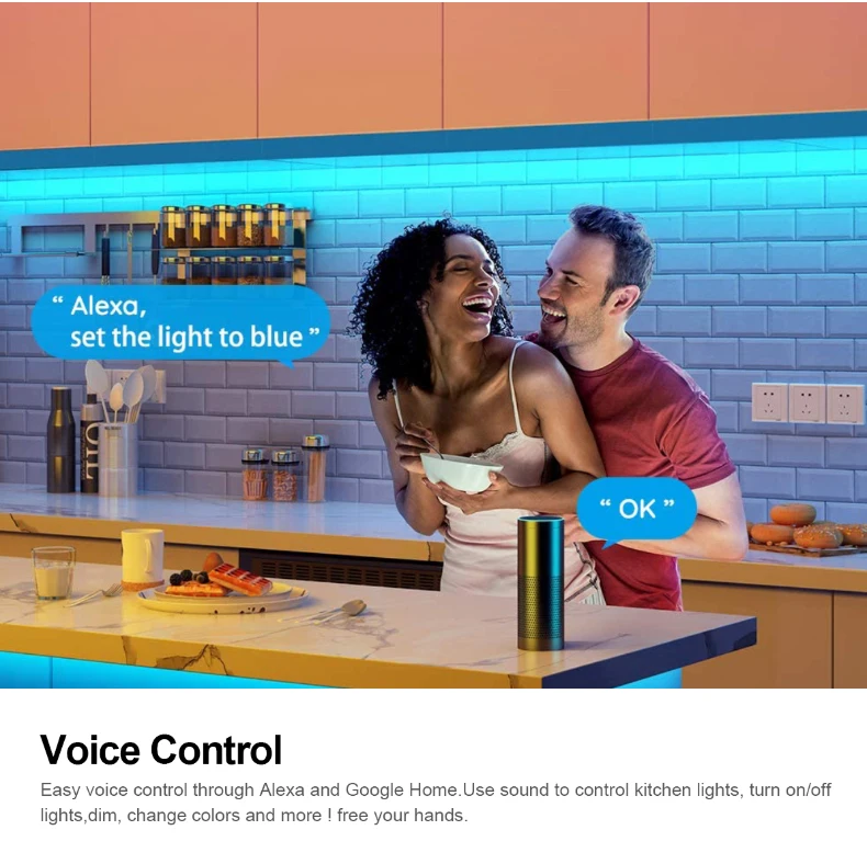 Умная Светодиодная лента Zigbee с голосовым управлением 5 в постоянного тока 12 В 24 RGB