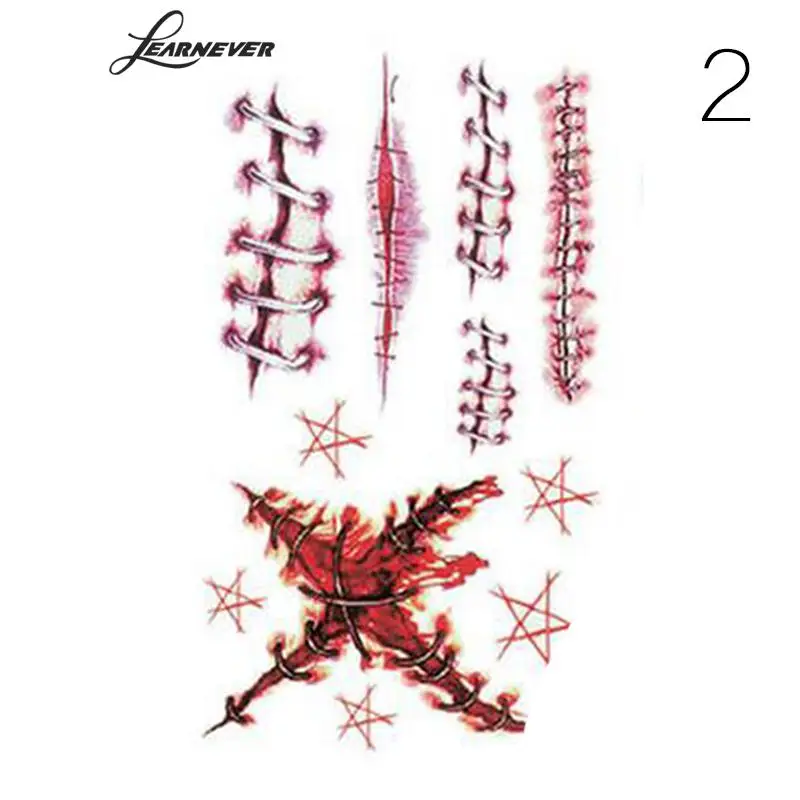 

8 Styles Anti-watermark Body Stickers Halloween Horror Scar Wounds Vivid Sticker Patterns Wound Tattoo Blood U8D3