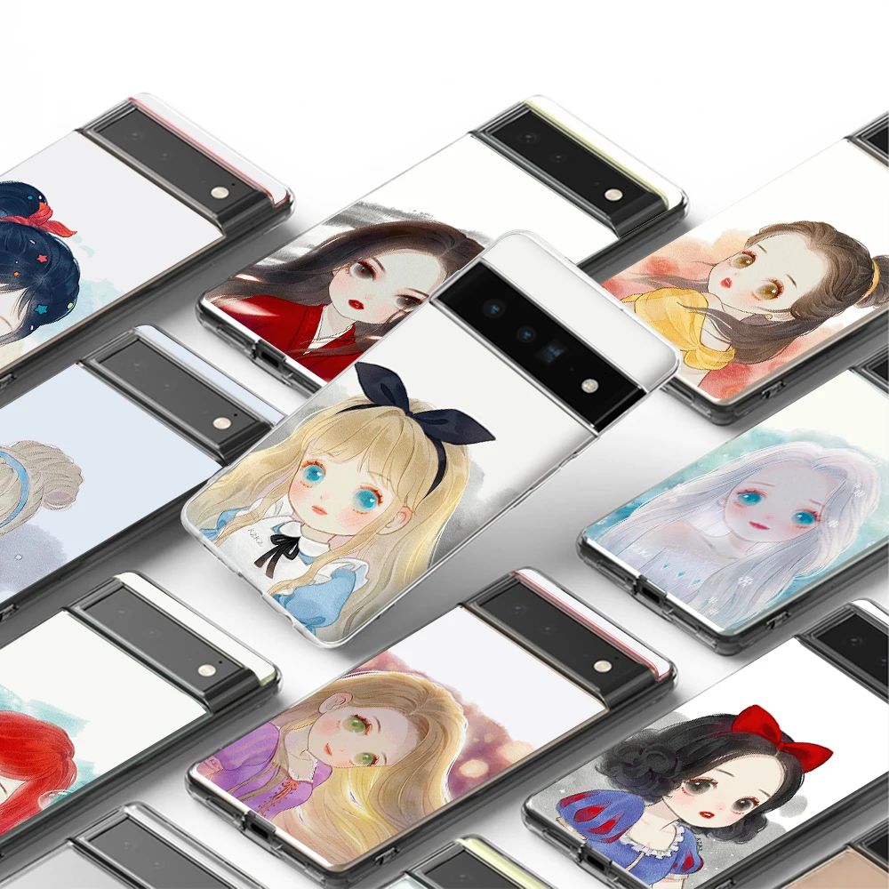 

Cartoon cute girl Transparent TPU phone case For pixel 2 3 4 5 6 A XL PRO