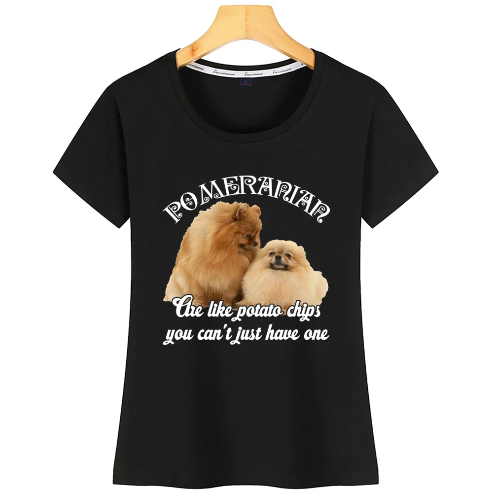 

Tops T Shirt Women Pomeranian Dog Funny White Short Tshirt