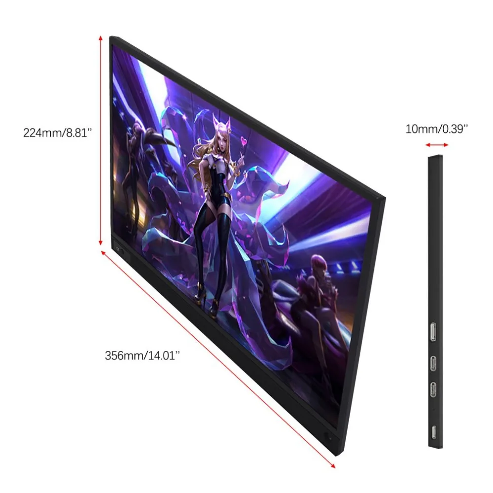 P15A/P15T портативный 15 6 дюймовый монитор ПК HDMI 1080P type C со светодиодным дисплеем для