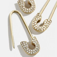 hot safety pin studs earrings for women gothic fashion white crystal cz earrings female korean jewelry ear cuff accessories