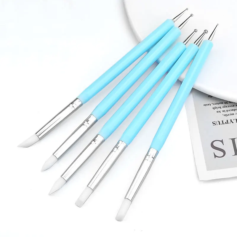 

5pcs/set Double-ended Dotting Tools Set Nail Art Embossing Tools Pottery Craft Art Silicone Brushes Pottery Clay Tool