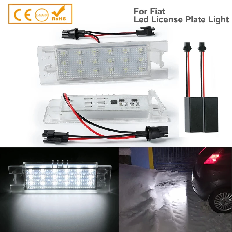 

2pcs Error Free Xenon white For Fiat Tipo Doblo 500L PUNTO Grande Punto Multipla 186 Marea 185 Led License Plate Lights Lamps