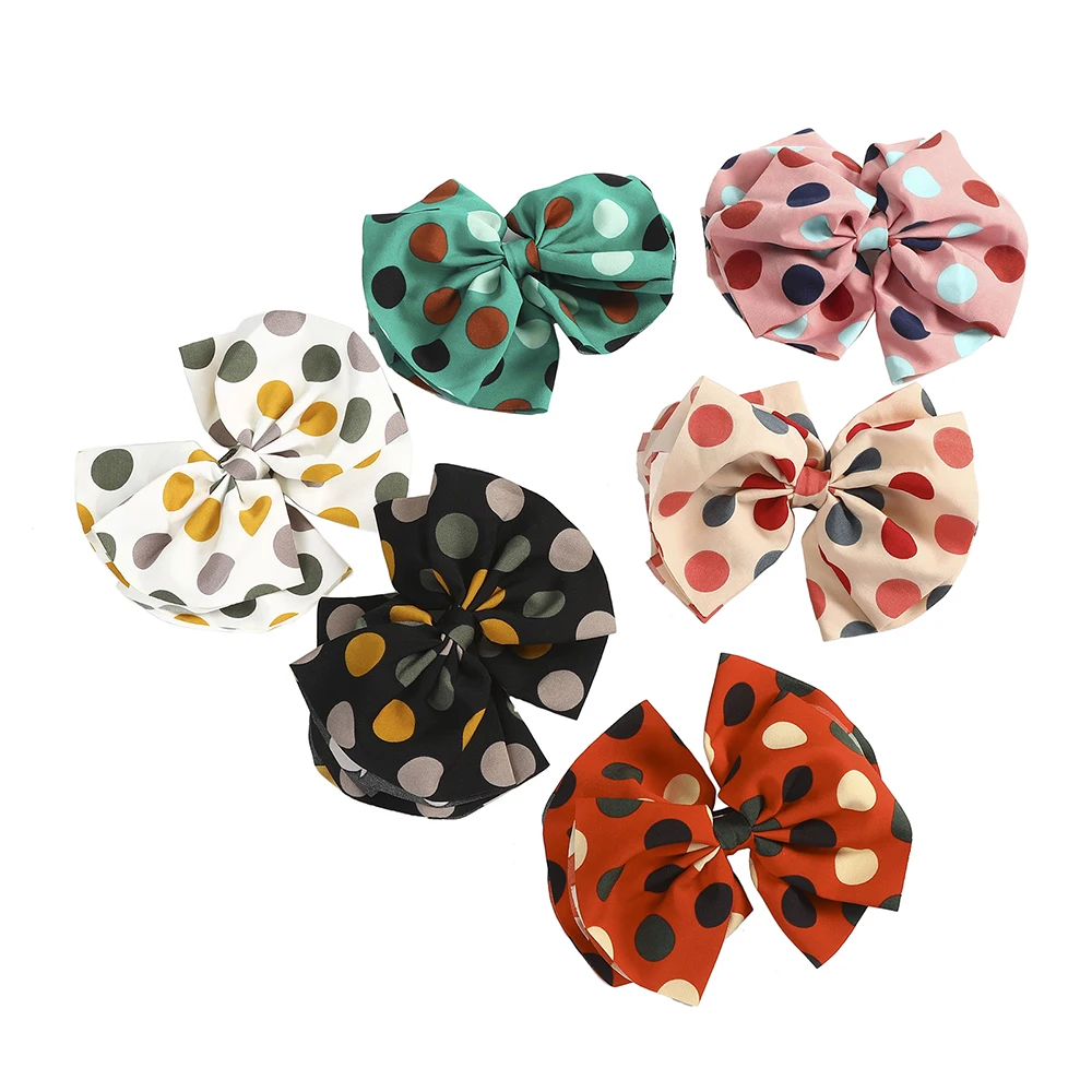 Модные заколки Molans с лентами и бантами для волос в горошек для женщин, сатиновый тренд, стильные аксессуары для волос.
