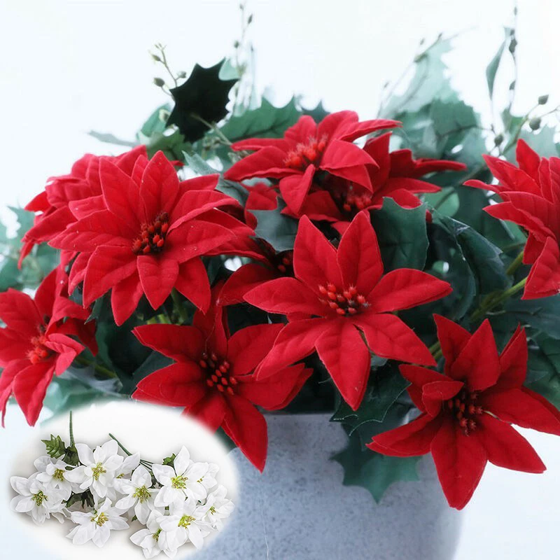 

Artificial Flower 7 Head Party Vogue Decor DIY Xmas Plants Christmas Bouquet