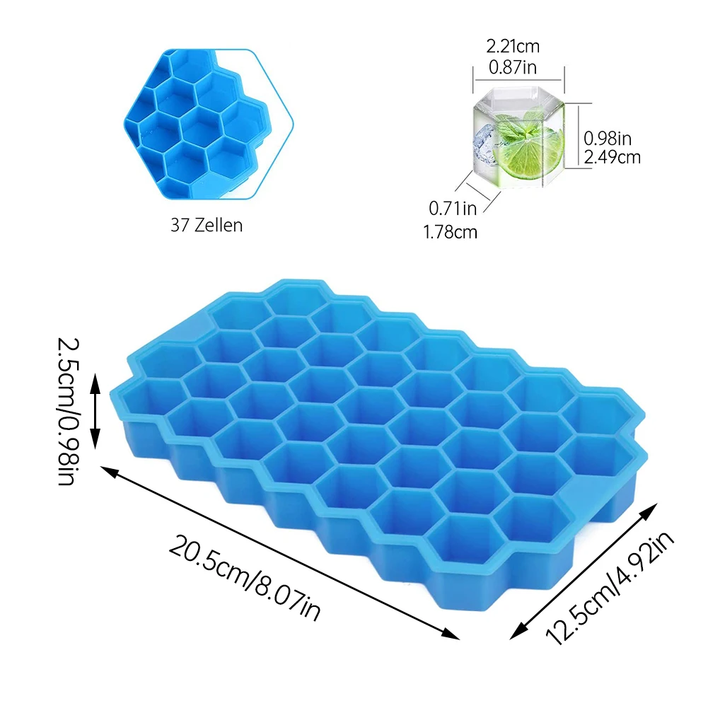 

2PCS Food Grade Silicone Ice Tray Fruit Ice Cube Maker 37 Cavity DIY Small Ice Cube Mold Square Shape Kitchen Accessories