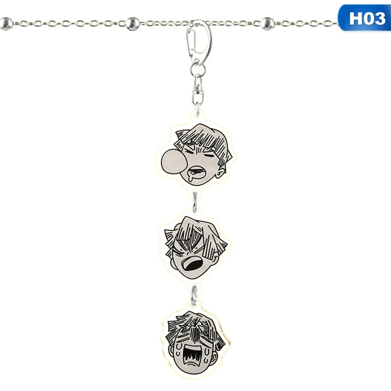 

New Anime Demon Slayer Keychain Simple Brinco Blade Of Ghost KeyRING Kamado Tanjirou Cosplay Pompom Yaiba Pendant KeyChain Gift