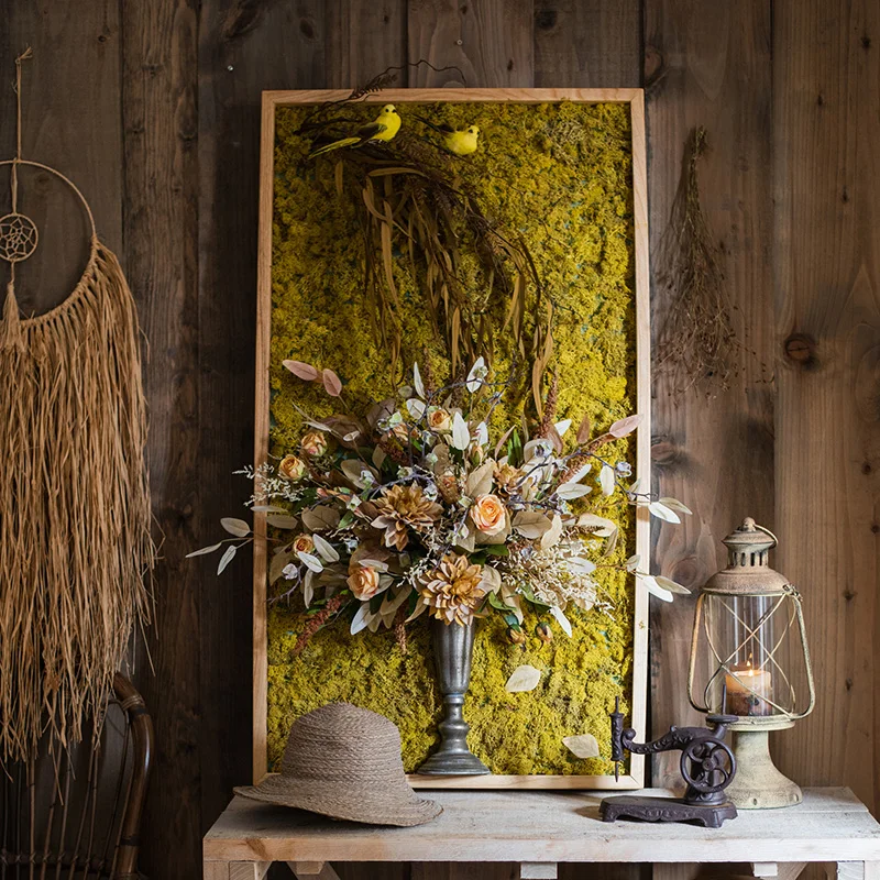 

GY Floral Green Plant Frame Decorative Painting Wall Hanging Frame Art Style Display Ornaments Club Window
