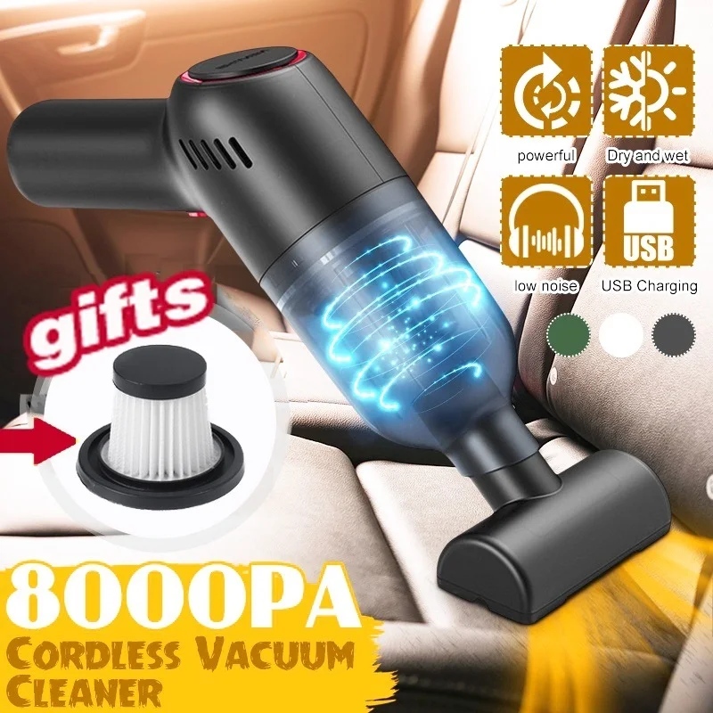 

8000PA Portable Wireless Cordless Vacuum Cleaner Handheld Mini Car Vacuum Cleaner for Home, 2 gift filter chips