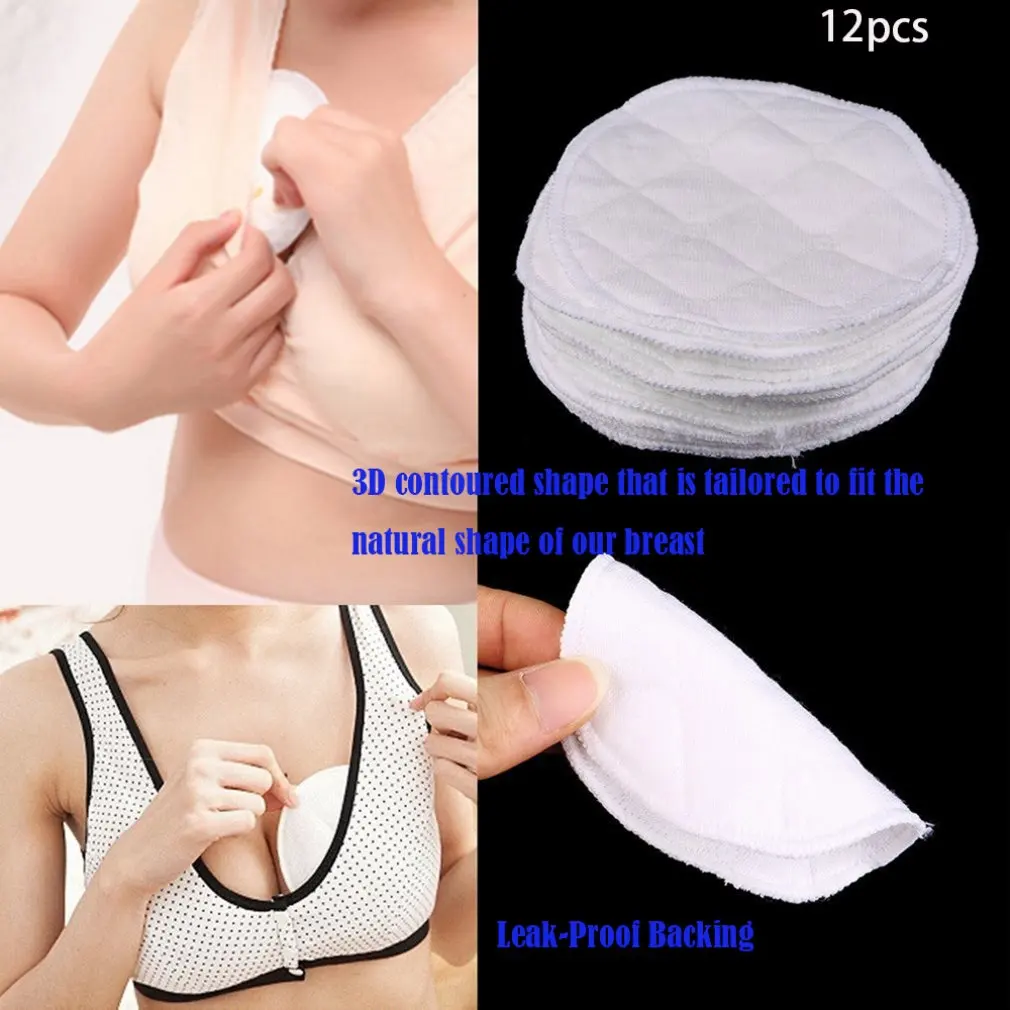 Almohadillas de lactancia reutilizables para beb&eacute;, 12 piezas, algod&oacute;n suave, lavable, org&aacute;nico, absorbente, accesorio de lactancia-3