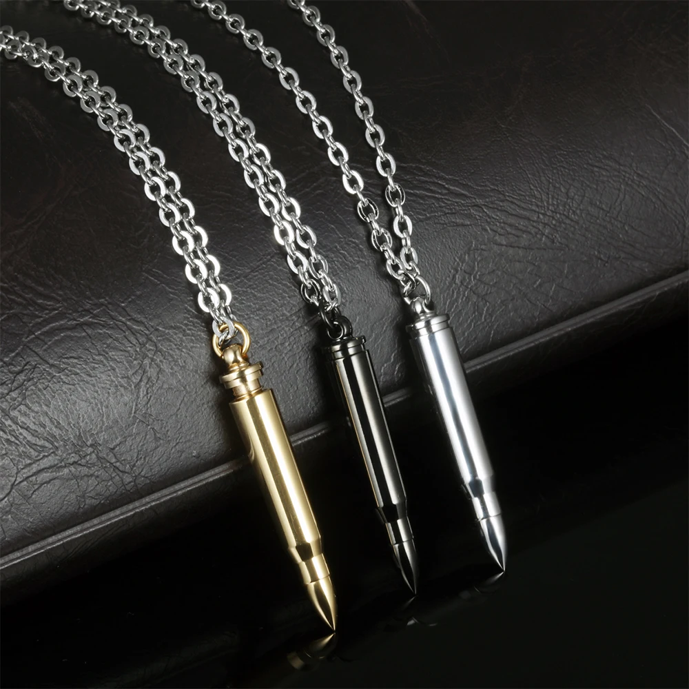 Hip Hop Bullet Pendant Necklace For Men Trendy Personality Unscrewed Titanium Steel Necklace Jewelry Accessories For Party Gifts Hip Hop Bullet Pendant Necklace For Men Trendy Personality Unscrewed Titanium Steel Necklace Jewelry Accessories For Party Gifts