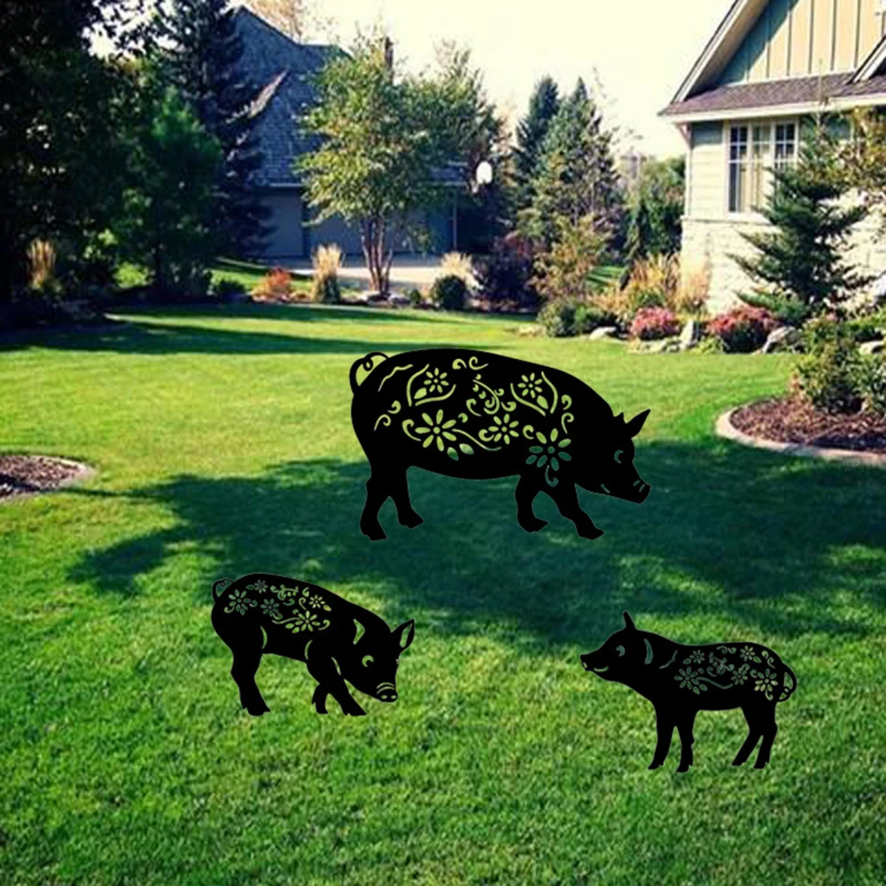 

Animal Ornament Art Decoration Acrylic 3pcs 41*28*2cm For Lawns Backyards Outdoor Black Durable Waterproof Garden Card