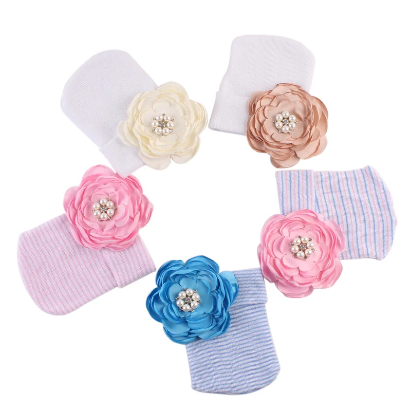 Newborn Baby Girls Boys Bowknot Hats Knitted Cap Winter Warm Turban Hat Accessories Infant Flower Hospital Photography Props | Детская