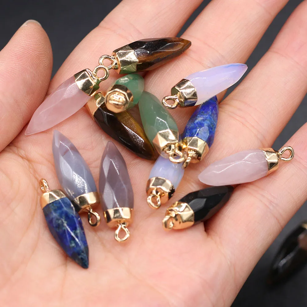 

Natural Stone Pendant Conical shape Faceted Semi-Precious Exquisite Charm for Jewelry Making DIY Necklace Earrings Accessories