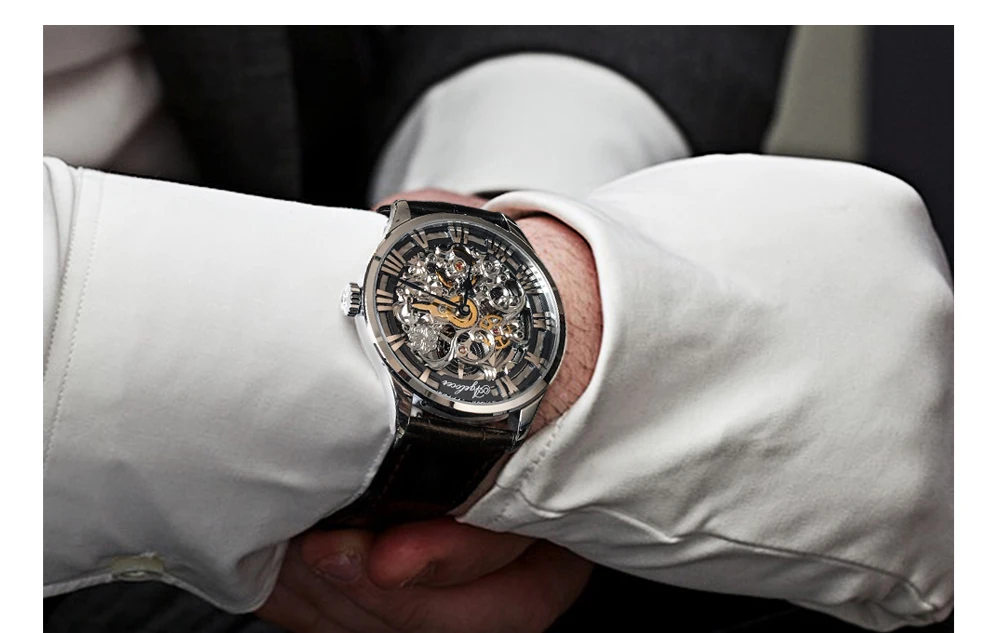 AGELOCER Reloj швейцарские черные мужские часы-скелетоны кожаные спортивные часы запас хода 80H часы наручные часы Relogio Masculino
