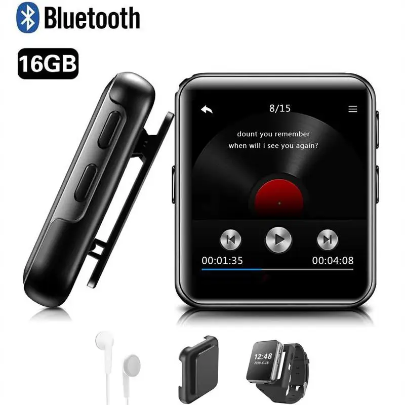 Сенсорный экран 16 Гб Bluetooth MP3 плеер с часами подарок MP3 Музыка Аудио плеер FM радио портативный для бега Запись голоса