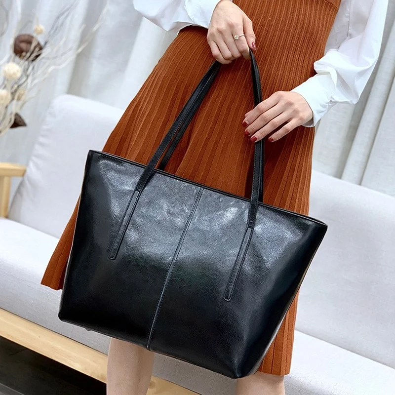 

Новые сумки из натуральной кожи, женские сумки, простая сумка на плечо, большая сумка, универсальная вместительная сумка для покупок