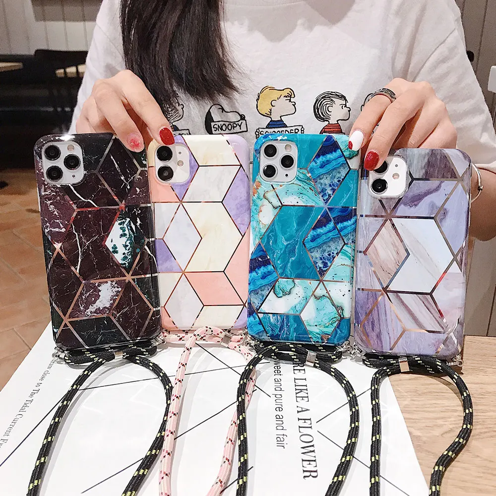 Чехол для телефона с гальваническим покрытием Boucho ремешком iPhone 11 Pro Max SE XR XS 6 7 8 Plus X