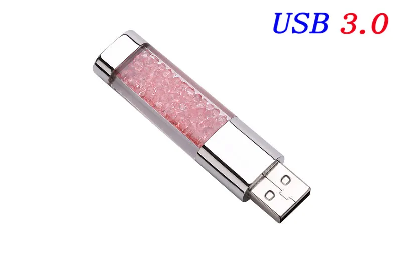 Кристаллические элементы USB флеш-накопители USB 3,0 флэш-накопитель U Диск флеш-накопитель 4 ГБ 8 ГБ 16 ГБ 32 ГБ 64 ГБ 128 ГБ творческие подарки - Color: Pink