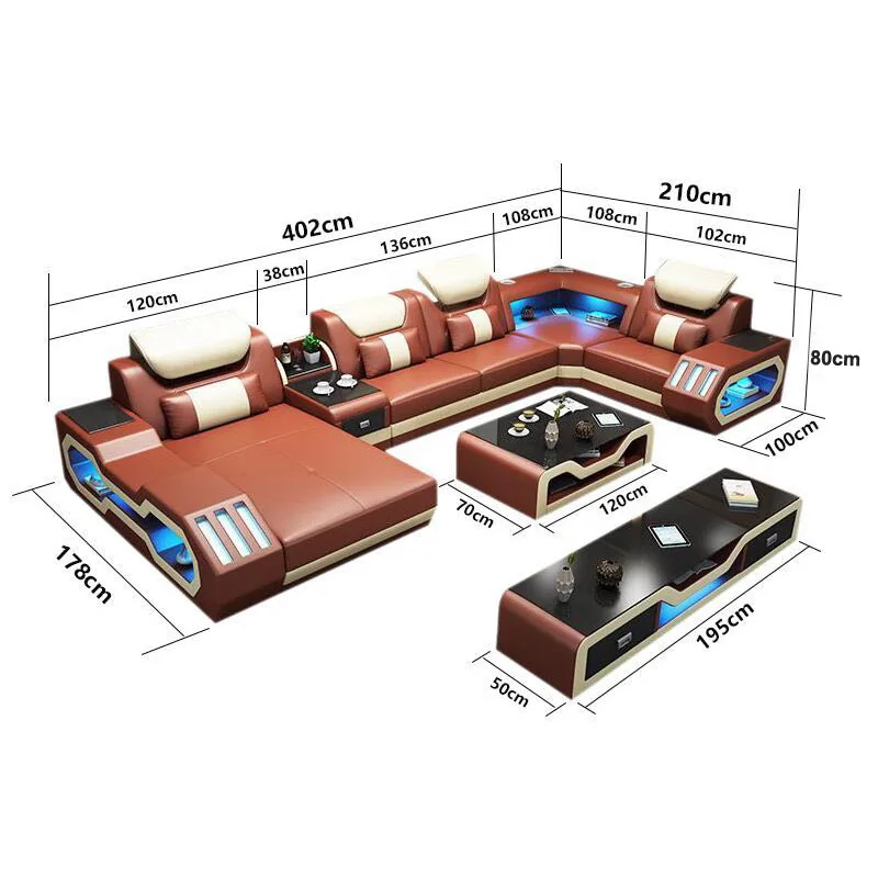 США Домашний комплект мебели для гостиной 7 местный диван кровать|Диваны