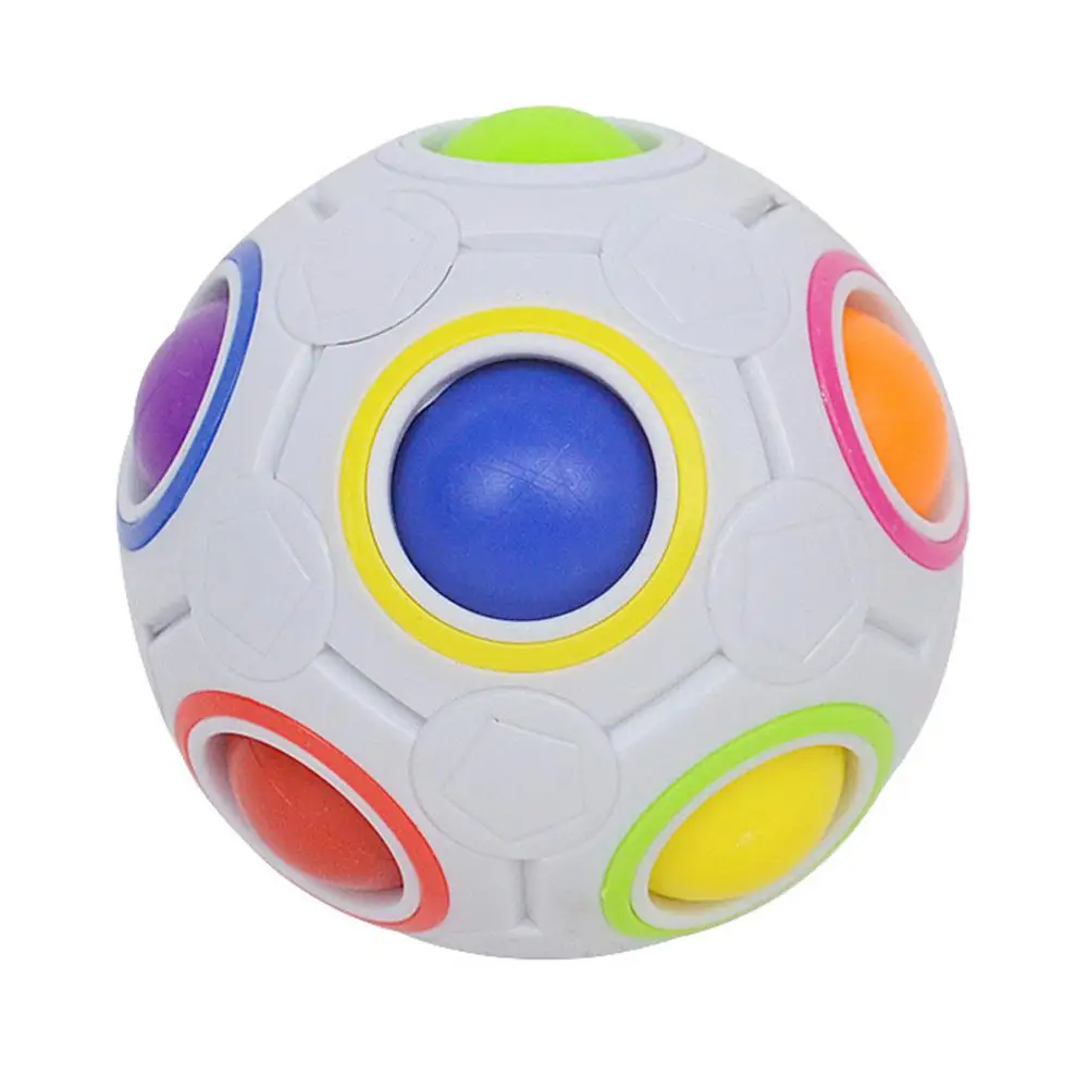 Mini Arco Iris m&aacute;gico creativo, pelota de f&uacute;tbol, rompecabezas educativo, Juguetes Divertidos de aprendizaje, esponja el&aacute;stica interna, soporte, 7x7x7cm-2