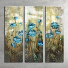 Картина маслом на холсте с голубыми цветами, 3 набора