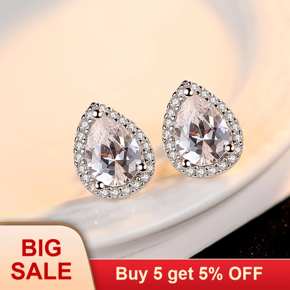 Женские серьги гвоздики из серебра 925 пробы с кристаллами|Серьги-гвоздики| |