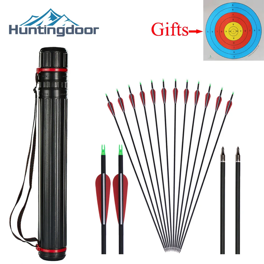 Or Hunting Quiver And 12pcs Mix Arrows Set With Free Gifts Arrow Accessories Target Paper