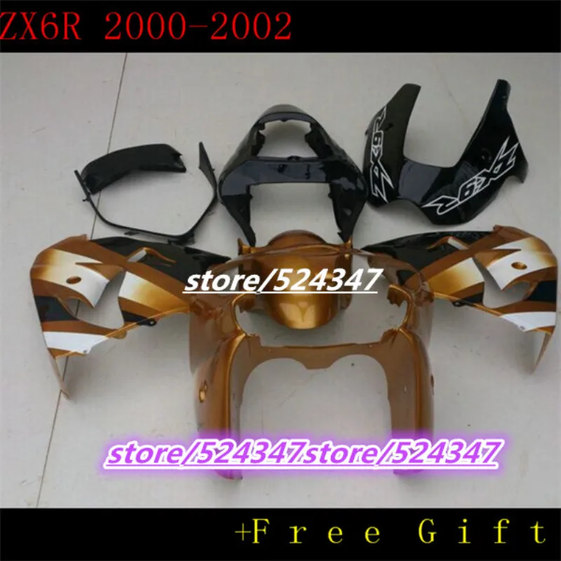

Injection mold Fairing kit for KAWASAKI Ninja ZX6R 00 01 02 ZX 6R 2000 2001 2002 ABS Yellow black Fairings set