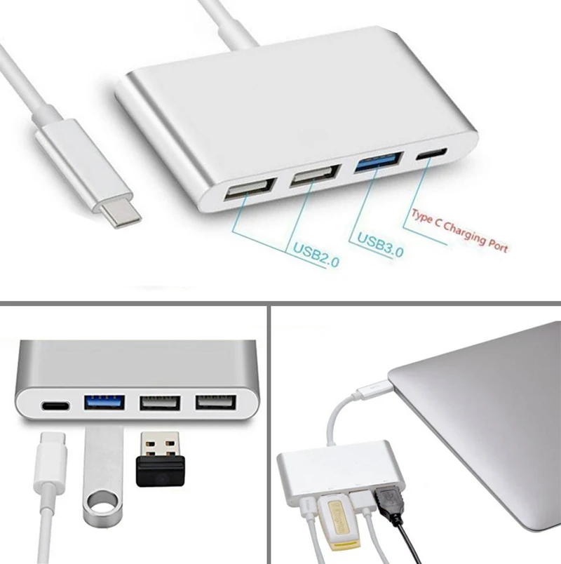 Качество 4 в 1 Тип C USB 3 0 2 концентратор кабель адаптер зарядный конвертер для Macbook