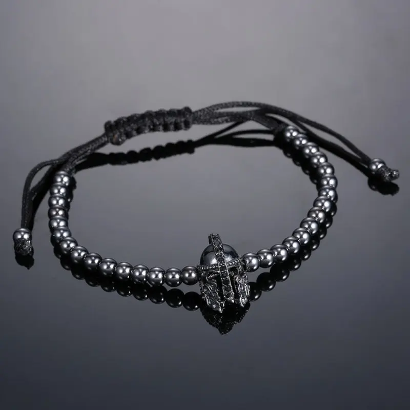 Новый дизайн черный CZ бусы из нержавеющей стали браслет с круглыми бусинами