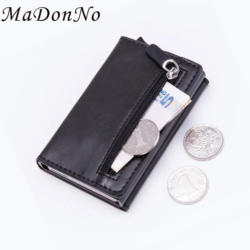 Маленький мужской кошелек Rfid винтажный кожаный бумажник черный тонкий мини
