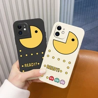 pacman liquid silicone case for iphone 12 13 pro max mini 11 pro max x xr xs max 8 7 6 6s plus shockproof soft phone cover