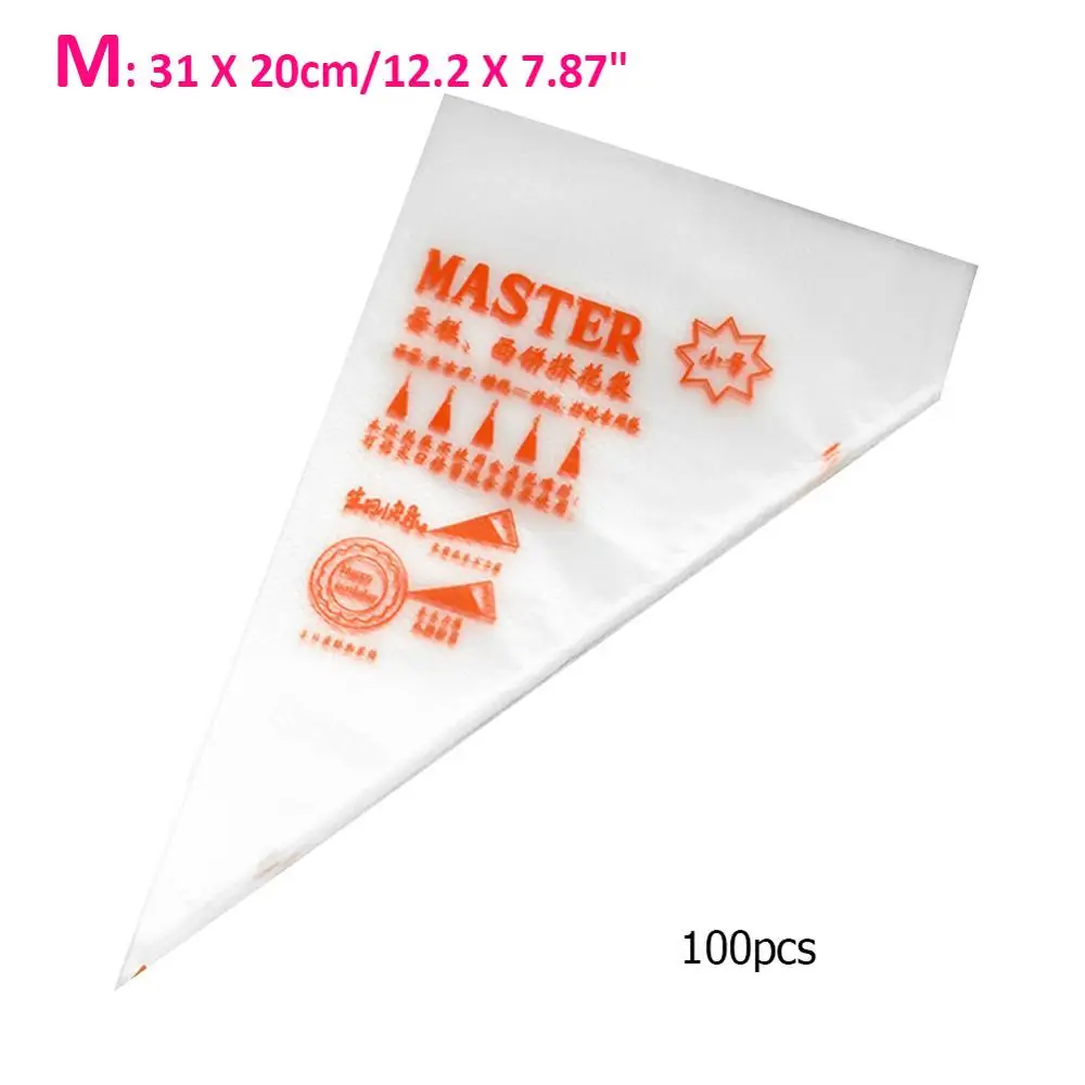 M 100 шт. одноразовые Fondant(сахарная) крем торт Сумки глазировки сумка Кондитерская насадка сумка для Кухня DIY украшения торта Кухня испечь инструмент - Цвет: M