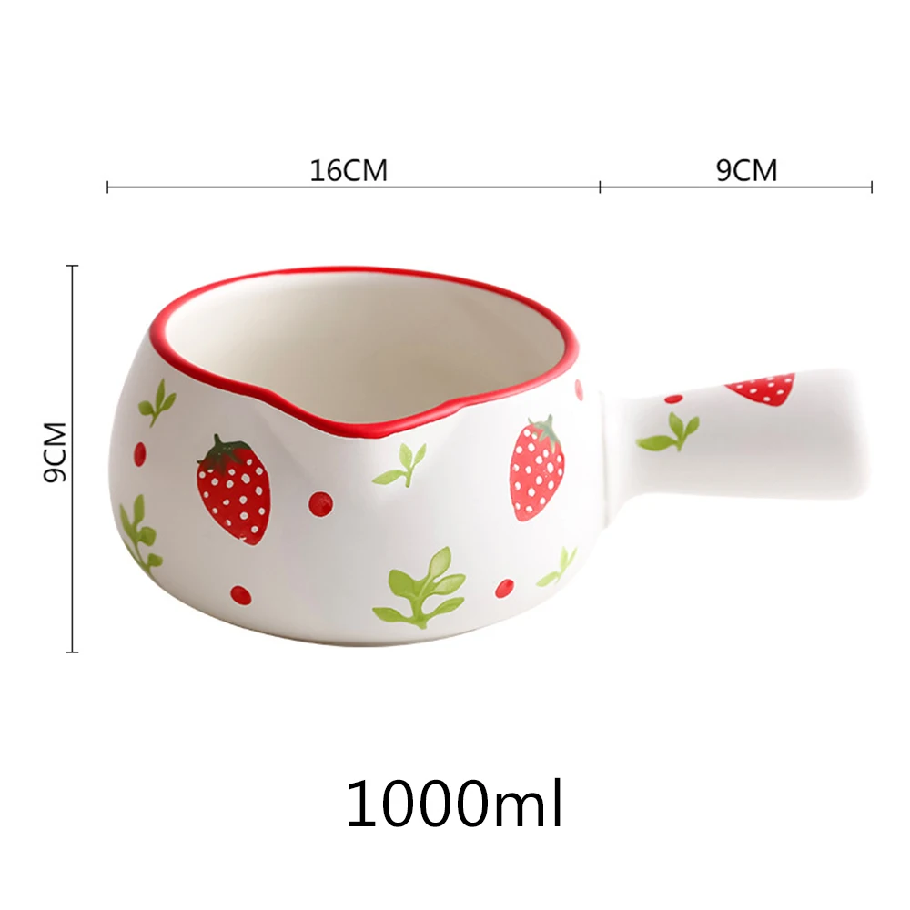 

1PC Enamel SingleHandle Pot Milk Pot Pasta Cheese Pot Ceramic Bowl Oatmeal Porridge Stew Dessert Container Kitchen Accessories