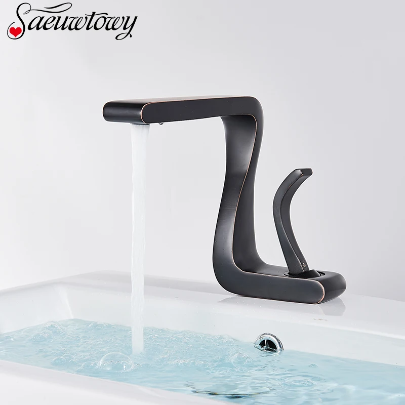 Бесплатная доставка черный смеситель для ванной комнаты кран раковины с горячей