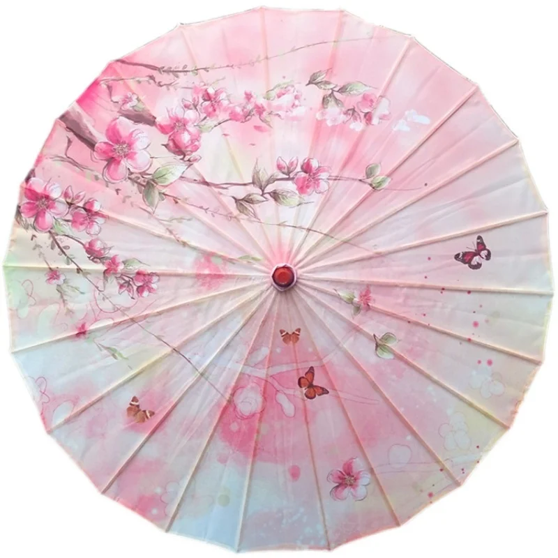 

Зонт женский из шелковой ткани, декоративный бумажный в китайском стиле, с японскими цветами вишни, для древнего танца